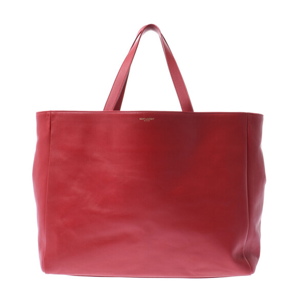 Saint Laurent Handbags - SAINT LAURENT Red Calfskin Tote Bag
